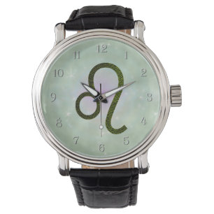 Farbleder Zodiac Astrologisches Zeichen Armbanduhr