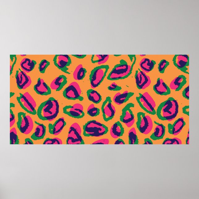 Farbleoparden-Illustrationstafel Poster (Vorne)