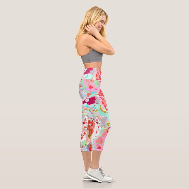 Farblich Abstrakt Capri Leggings (Rechts)
