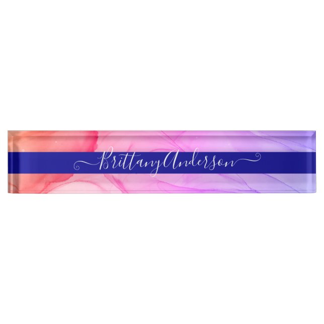 Farblich Abstrakte Tintenflasche Beautiful Custom Namensplakette (Vorderseite)