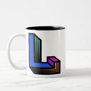 Farblich angepasster Buchstabe L Zweifarbige Tasse