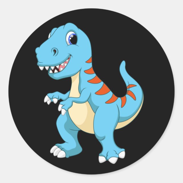 Farblich animierter Dinosaurier Runder Aufkleber (Vorderseite)