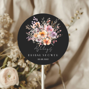 Farblich, Blume Bouquet Brautparty Runder Aufkleber