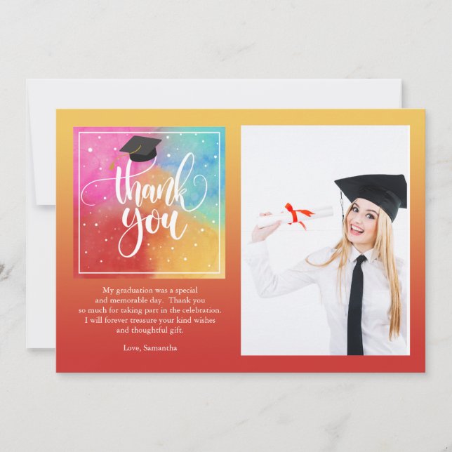 Farblich danke Foto Card Horizontal Einladung (Vorderseite)