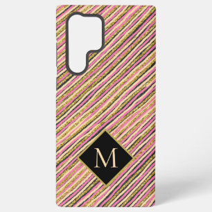 Farblich einfache, moderne Monogram Streifen Gold Samsung Galaxy Hülle