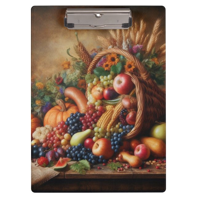 Farblich/Erntedank/Cornucopie/Fall Klemmbrett (Vorderseite)