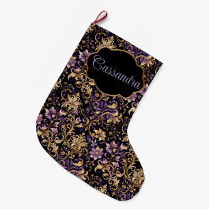 Farblich, extravagant, Lila und Gold Personalisier Großer Weihnachtsstrumpf