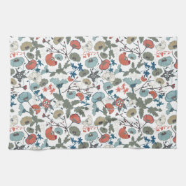 Farblich fröhlich blau Orange grüne Blüte Geschirrtuch