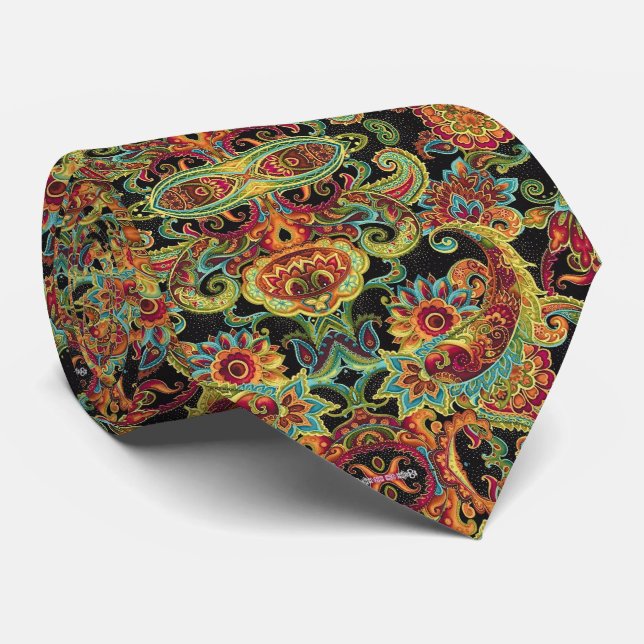 Farblich gezeichnet Paisley-Muster Krawatte (Gerollt)