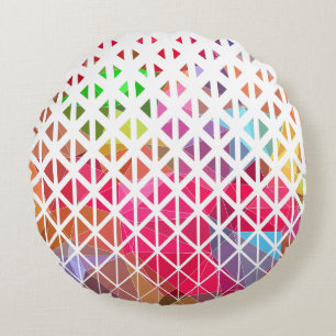 Farblich mit geometrischem Muster Rundes Kissen