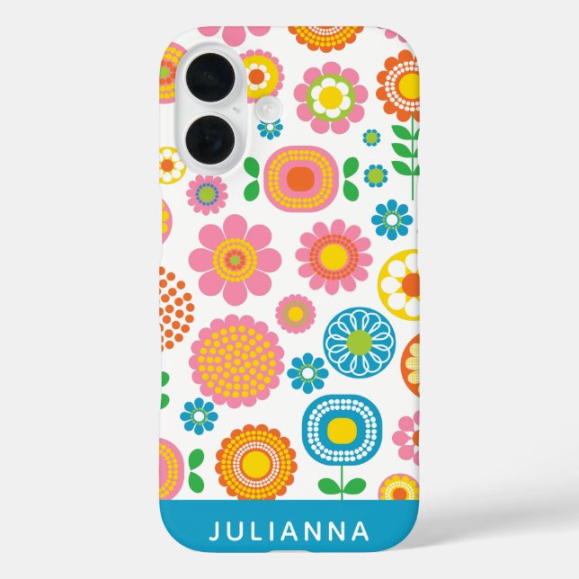 Farblich Niedlich Chic Geometric, floral Personali iPhone 16 Hülle (Rückseite)