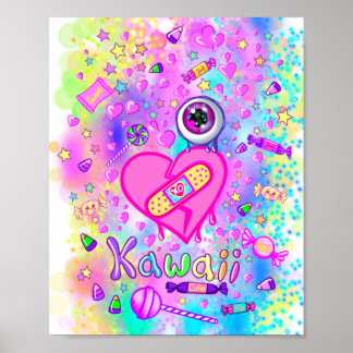 Farblich Niedlich I Liebe Kawaii Art Poster