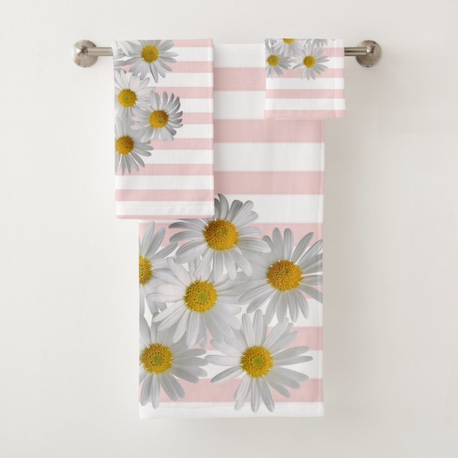 Farblich, romantisch, Streifen, Blume Badhandtuch Set (Insitu)