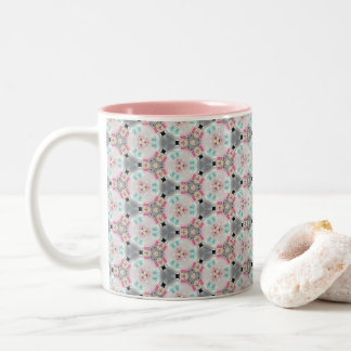Farblich, ruhig, Retro-rosa Muster Kaffeemaschine Zweifarbige Tasse