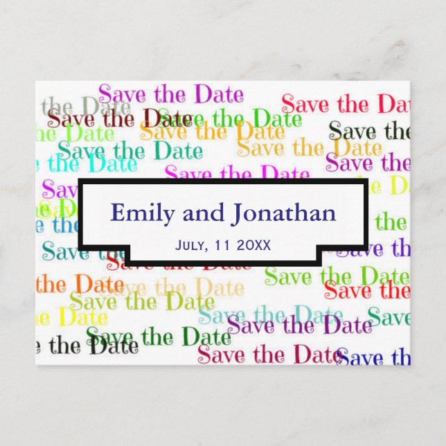 Farblich "Save the Date" mit Foto - Postkarte (Vorderseite)