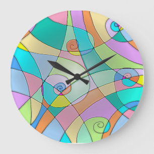 Farblich simuliertes, festes Glas in Pastellen Große Wanduhr