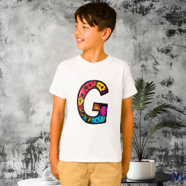 Farblich und lustig Monogram G Tribal and Doodle T-Shirt
