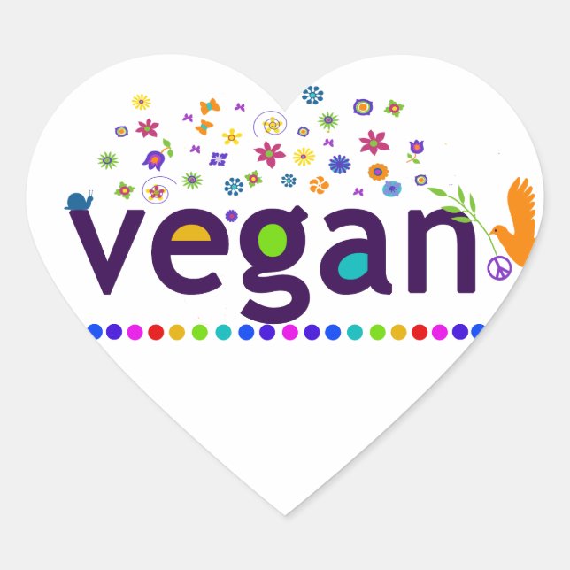 Farblich Vegan Herz-Aufkleber (Vorderseite)
