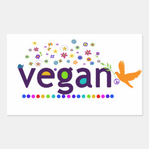 Farblich Vegan Rechteckiger Aufkleber