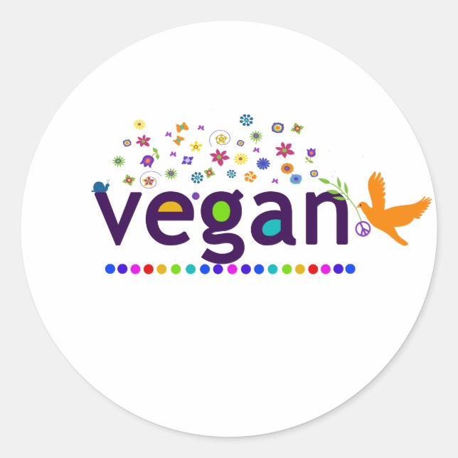 Farblich Vegan Runder Aufkleber (Vorderseite)