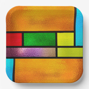 Farblich verklebtes Glas Pappteller