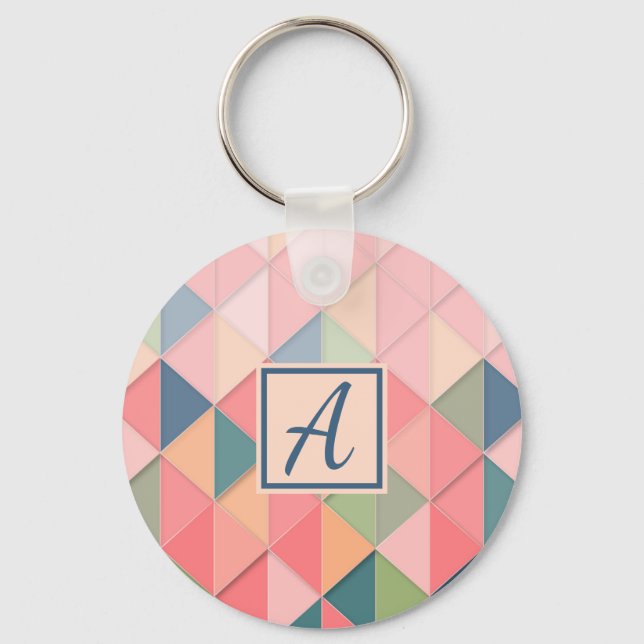 Farbliche benutzerdefinierte Monogramm Schlüsselanhänger (Vorderseite)