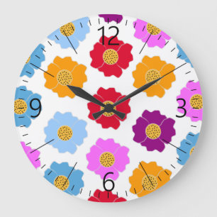 Farbliche Blume Große Wanduhr