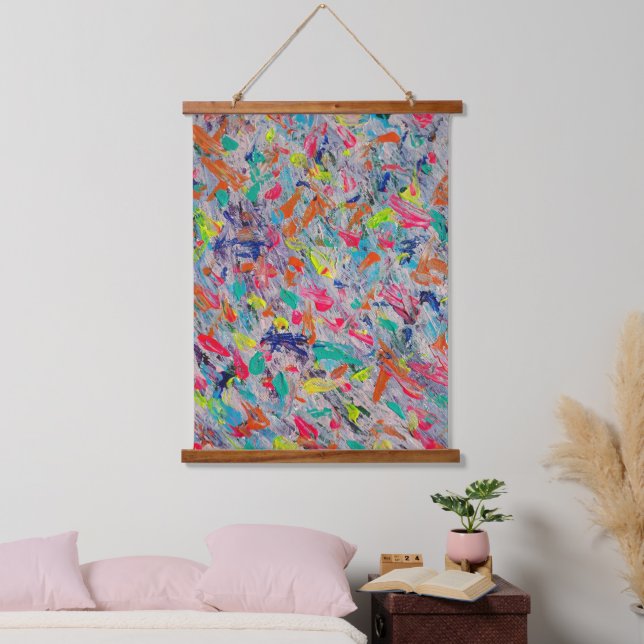 Farbliche Darstellung in Acrylfarbe Wandteppich Mit Holzrahmen (Schlafzimmer)