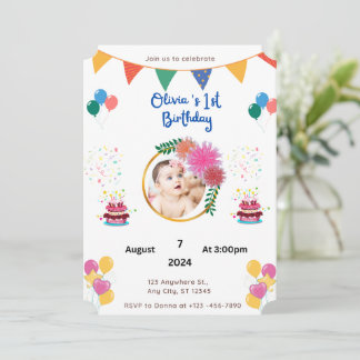 Farbliche Einladung zum 1. Geburtstag