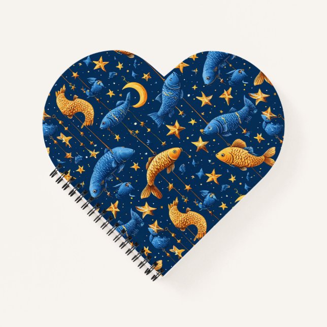 Farbliche Fischmuster Notizbuch (Vorderseite)