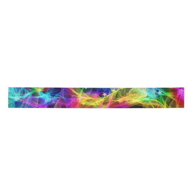 Farbliche Lichter und Sterne Satinband (Vorderseite)