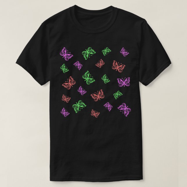 Farbliche Muster niedlicher Schmetterlinge T-Shirt (Design vorne)