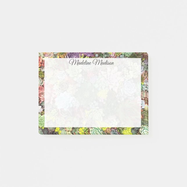 Farbliche Sukkulente Post-it Klebezettel (Vorderseite)