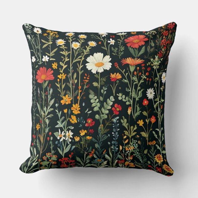 Farbliche Wildblumen Kissen (Vorderseite)