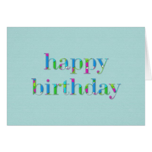Farblicher Glückwunsch zum Geburtstag Text, Blau (Vorderseite (Horizontal))