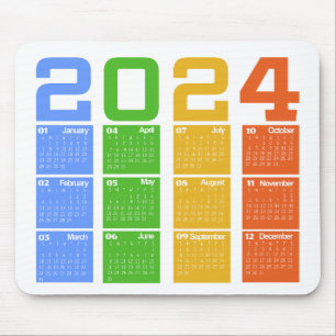 Farblicher Kalender 2024 Mousepad