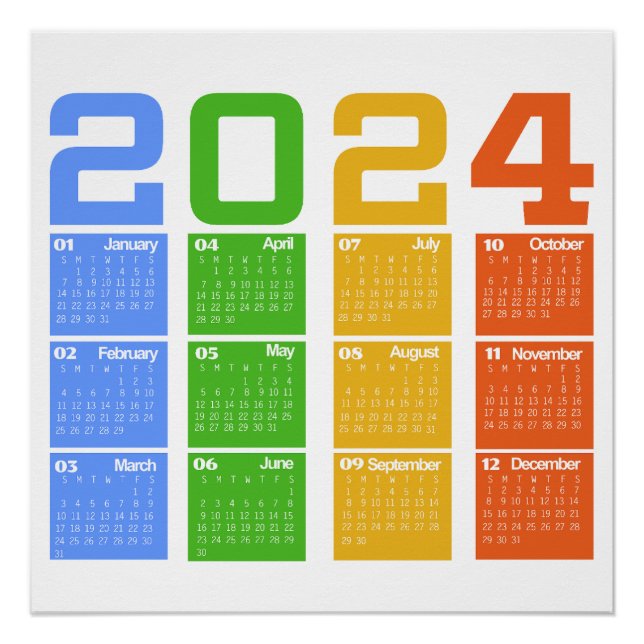 Farblicher Kalender 2024 Poster (Vorderseite)