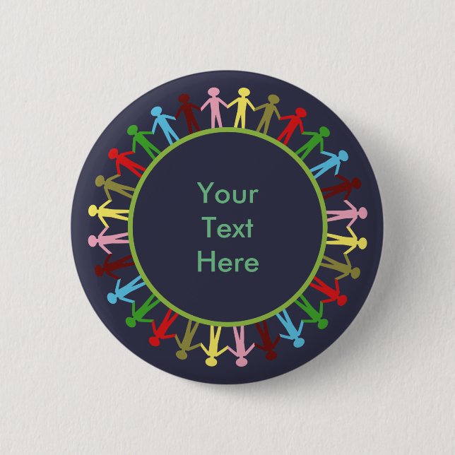 Farblicher Kreis der Menschen Benutzerdefinierter  Button (Vorderseite)