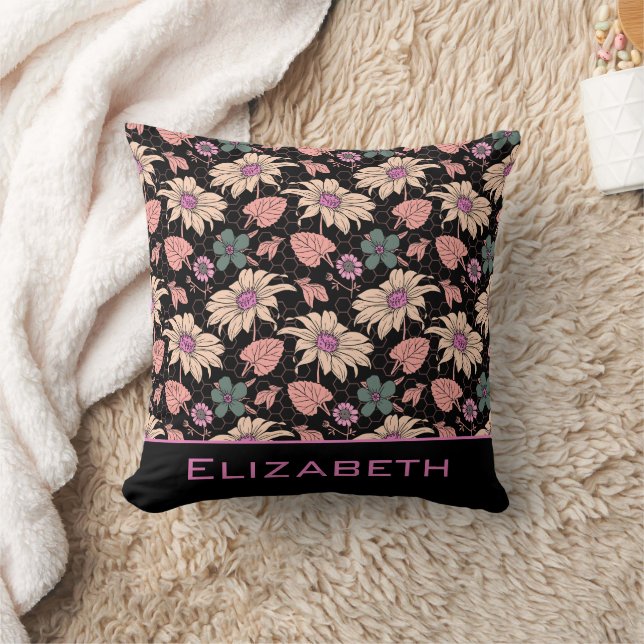Farblose, nahtlose Blumenmuster, personalisierter  Kissen (Decke)
