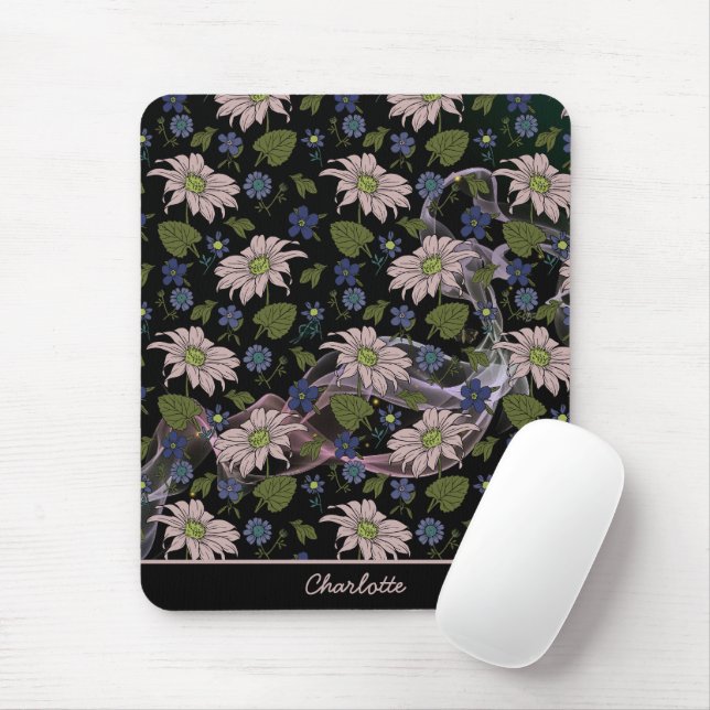 Farblose, nahtlose Blumenmuster, personalisierter  Mousepad (Mit Mouse)