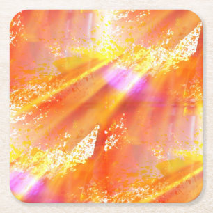 farblose nahtlose Kunst Hintergrund gelb, orange Rechteckiger Pappuntersetzer