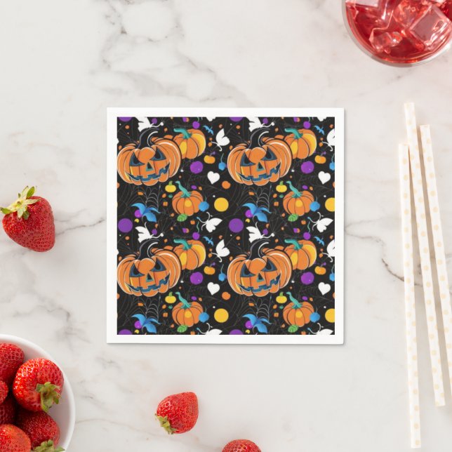 Farbloses, nahtloses Halloween-Muster Serviette (Beispiel)