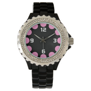 Farbmondsichel - Rosa auf Schwarz Armbanduhr