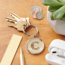 Farbmonogramm C: Blumen und Reben personalisierbar Schlüsselanhänger