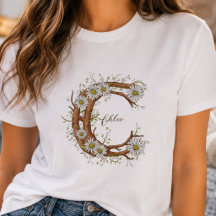 Farbmonogramm C: Blumen und Reben personalisierbar
