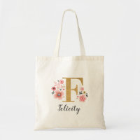 Farbmonogramm Rosa Goldbuchstabe "F"