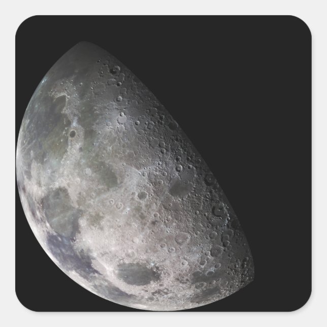 Farbmosaik des Mond der Erde Quadratischer Aufkleber (Vorderseite)