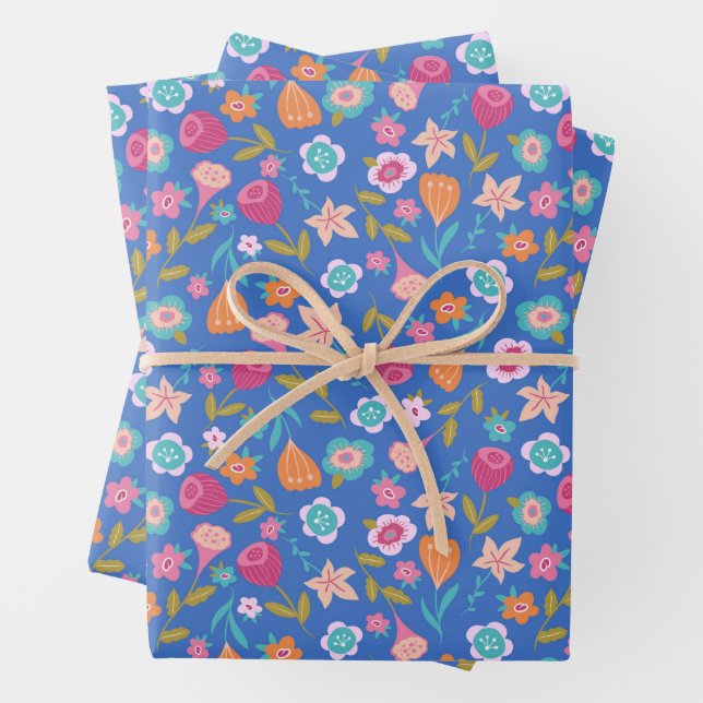 Farbmuster abstrakter Blume Geschenkpapier Set (Beispiel)