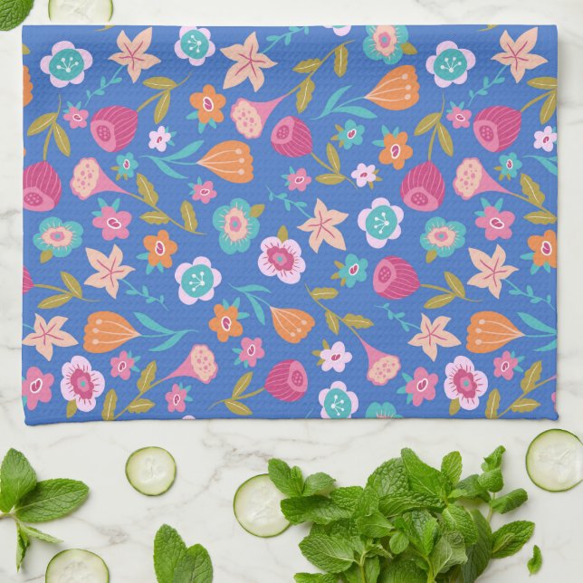 Farbmuster abstrakter Blume Geschirrtuch (Gefaltet)