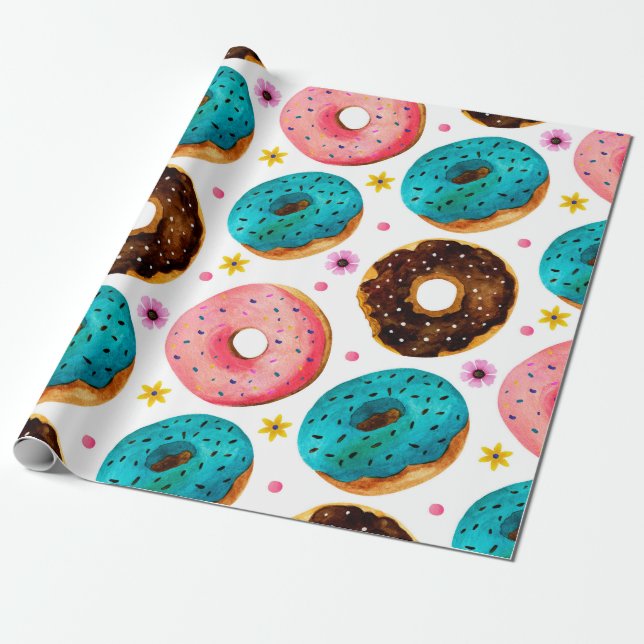 Farbmuster mit Rosa, Blau und Schokolade d Geschenkpapier (Ungerollt)